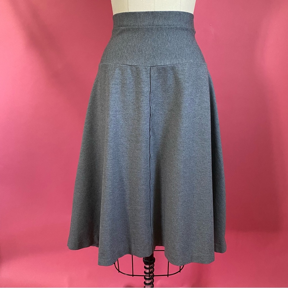Vintage Y2K Double Knit Grey Stretch Jersey Flouncy Circle Skirt BalletCore 12